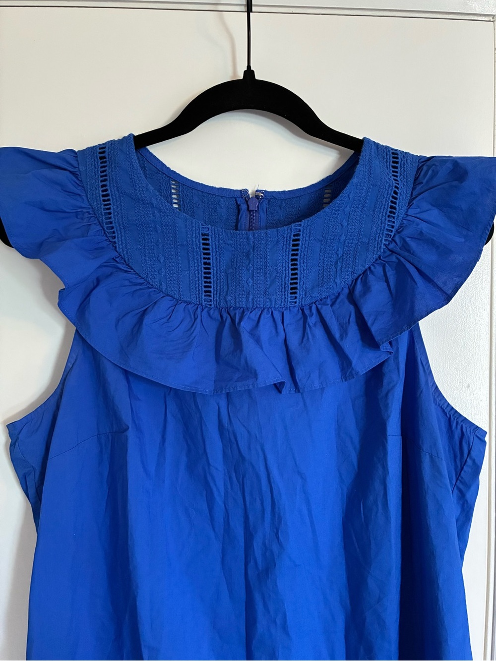 J. Crew Royal Blue Ruffle Neck Sleeveless Dress - Picture 3 of 12